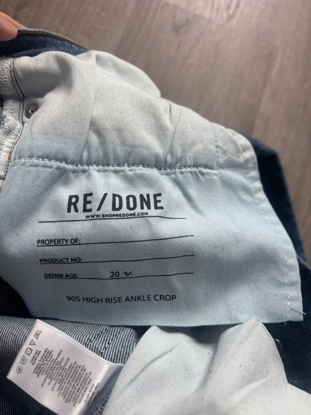 Re/Done 90’s High-Rise Ankle Crop Jeans size 23